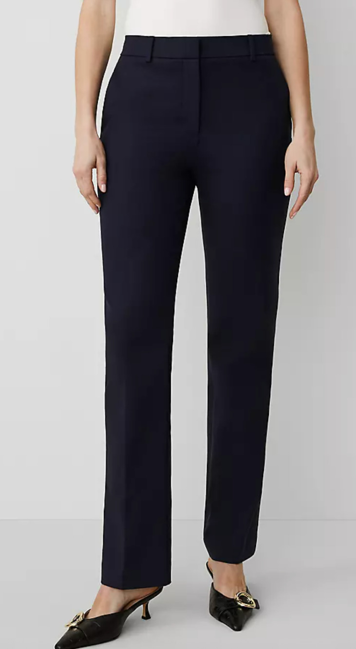 NEW ANN TAYLOR NIGHT SKY STRETCH COTTON CURVY FIT TROUSER PANTS SZ 14